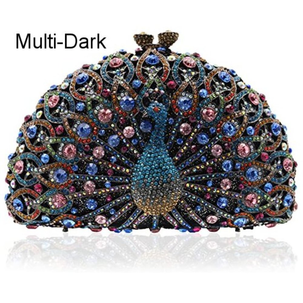 NWT Sparkling Bling Swarovski Crystal Rhinestone Peacock Clutch Bird Pur… - Picture 8 of 17
